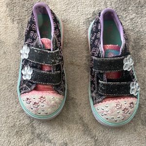 Skechers Twinkle toes black purple and pink shoes